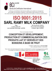 Ramy Milk a obtenu la certification ISO 9001:2015